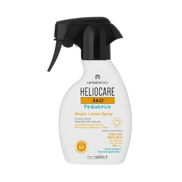 HELIOCARE 360 PEDIATRICS PURŠKIAMA APSAUGA NUO SAULĖS ATOPINEI VAIKŲ IR KŪDIKIŲ KŪNO ODAI SPF50, 250 ML