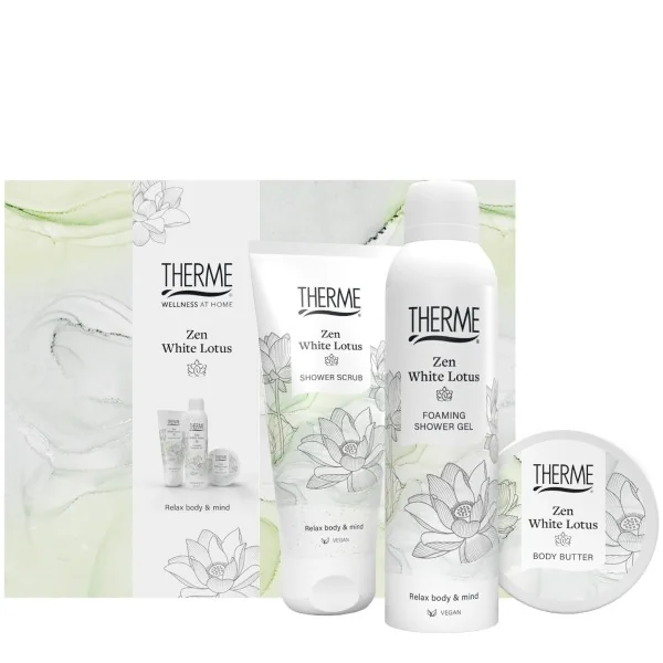 THERME ZEN WHITE LOTUS ATPALAIDUOJANTIS KŪNO PRIEŽIŪROS RINKINYS