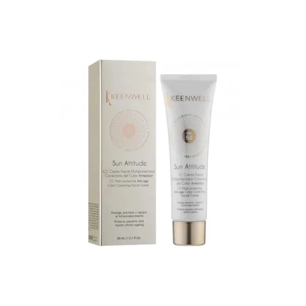 KEENWELL SUN ATTITUDE APSAUGINIS CC KREMAS SU SPALVA SPF 50, 60 ml