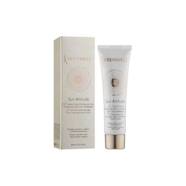 KEENWELL SUN ATTITUDE APSAUGINIS CC KREMAS SU SPALVA SPF 50, 60 ml